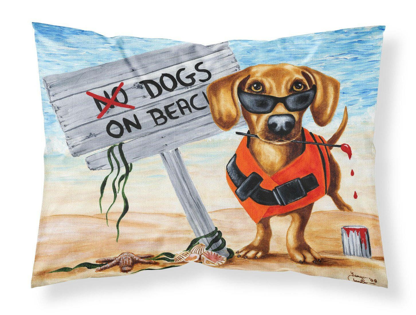 The Dog Beach Dachshund Fabric Standard Pillowcase AMB1341PILLOWCASE by Caroline's Treasures