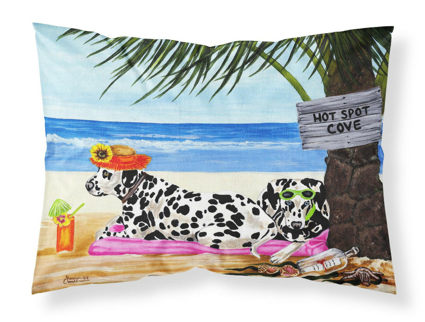Hot Spot Cove Beach Dalmatian Fabric Standard Pillowcase AMB1342PILLOWCASE by Caroline's Treasures