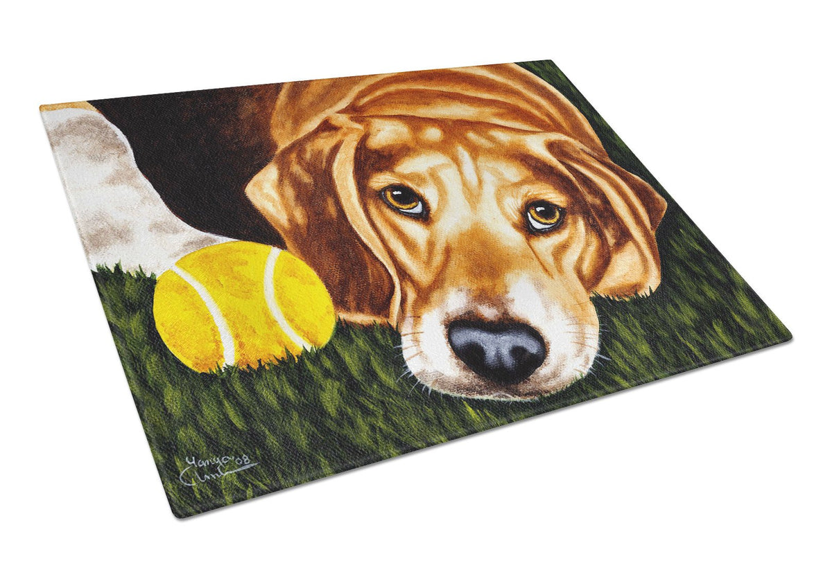 Have Ball Will Travel Beagle Glass Cutting Board Large AMB1358LCB by Caroline&#39;s Treasures
