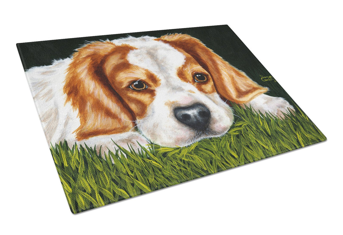 Cavalier Spaniel in the Grass Glass Cutting Board Large AMB1395LCB by Caroline&#39;s Treasures