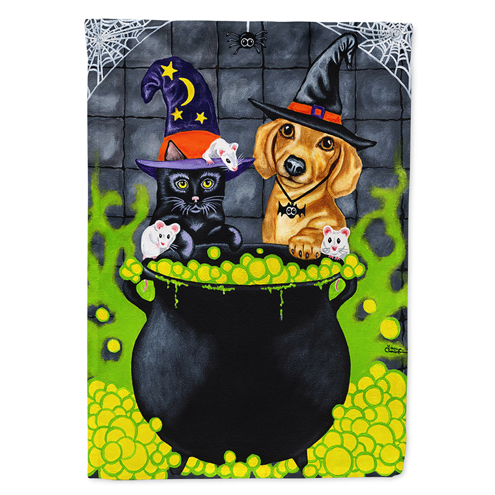 Brewing up Trouble Halloween Teckel Drapeau Toile Maison Taille AMB1434CHF