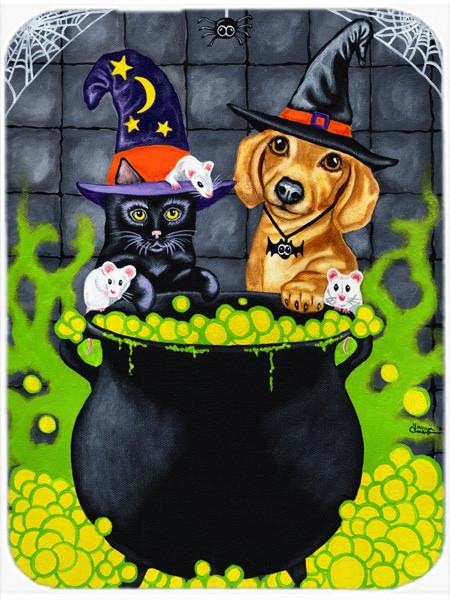 Brewing up Trouble Halloween Dachshund Glass Cutting Board Large AMB1434LCB by Caroline&#39;s Treasures