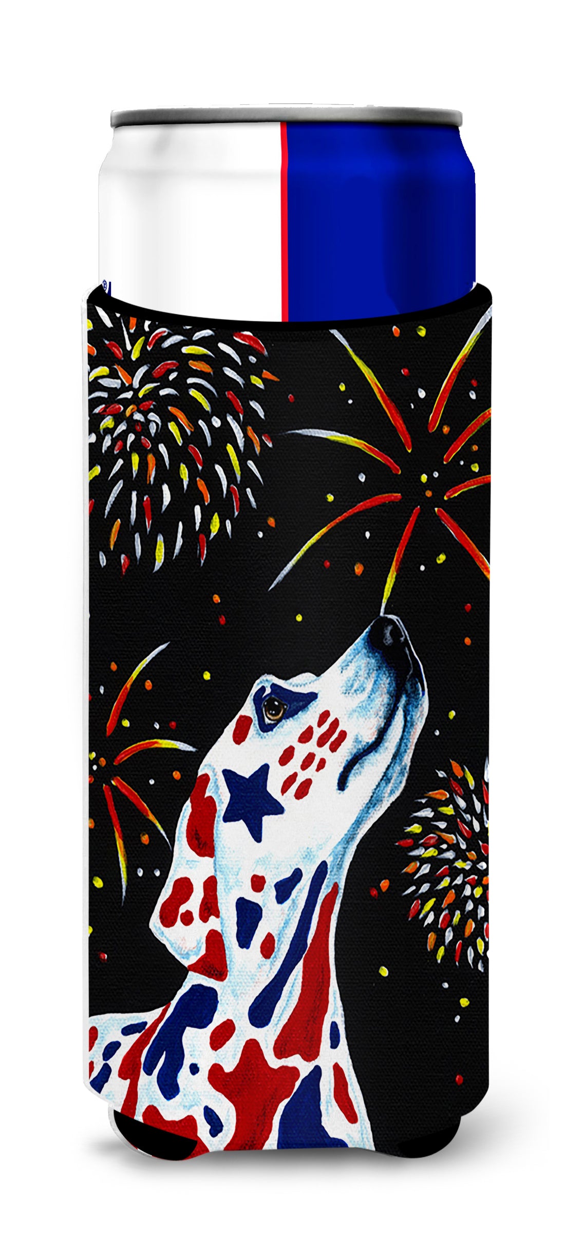 Pour nos Heros Fireworks Patriotic Dalmatian Ultra Beverage Isolateurs pour canettes minces AMB1451MUK