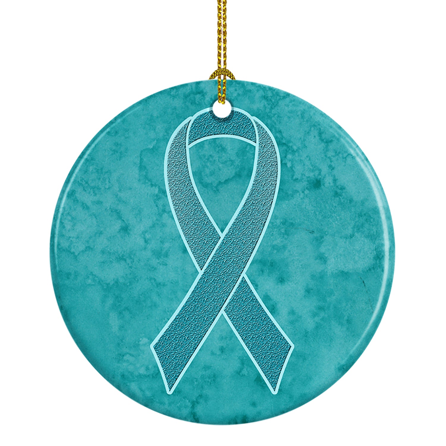 Teal Ribbon for Ovarian Cancer Awareness Ceramic Ornament AN1201CO1 - the-store.com