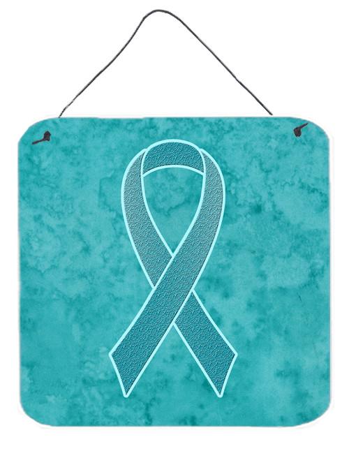 Teal Ribbon for Ovarian Cancer Awareness Wall or Door Hanging Prints AN1201DS66 by Caroline&#39;s Treasures