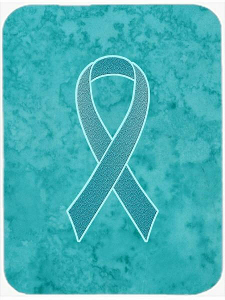 Caroline's Treasures Teal Ribbon for Ovarian Cancer Awareness Glass Cutting Boards – Durable, Decorative Kitchen Art Large Size AN1201LCB