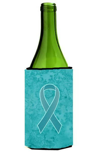 Teal Ribbon for Ovarian Cancer Awareness Wine Bottle Beverage Insulator Hugger AN1201LITERK by Caroline&#39;s Treasures