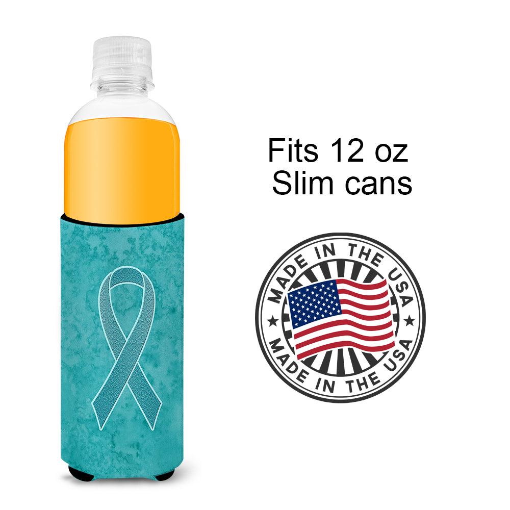 Teal Ribbon for Ovarian Cancer Awareness Ultra Beverage Insulators for slim cans AN1201MUK