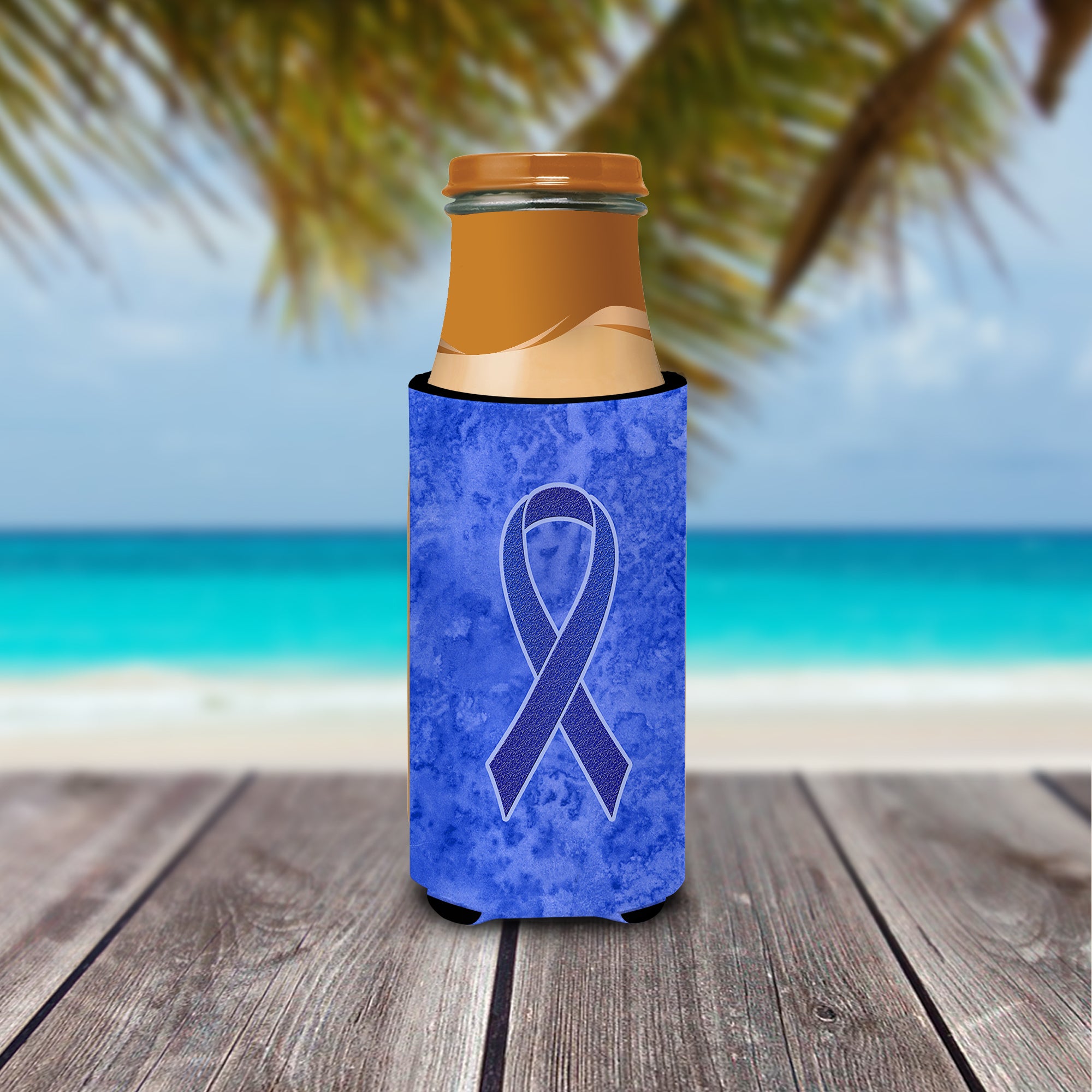 Ruban bleu foncé pour les isolateurs de boissons Ultra de sensibilisation au cancer du côlon pour canettes minces AN1202MUK