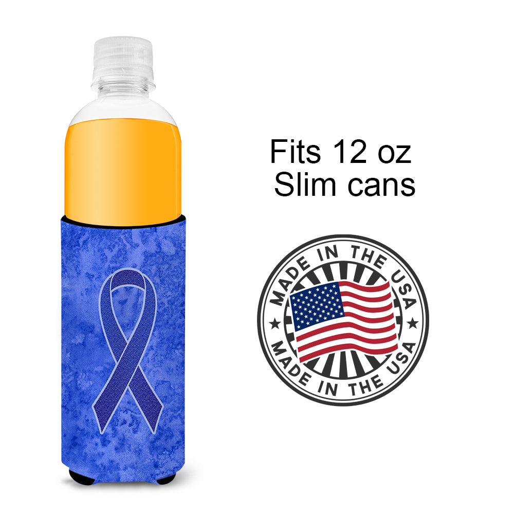 Dark Blue Ribbon for Colon Cancer Awareness Ultra Beverage Insulators for slim cans AN1202MUK.
