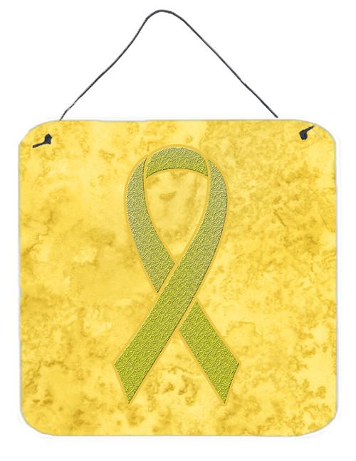 Yellow Ribbon for Sarcoma, Bone or Bladder Cancer Awareness Wall or Door Hanging Prints AN1203DS66 by Caroline's Treasures