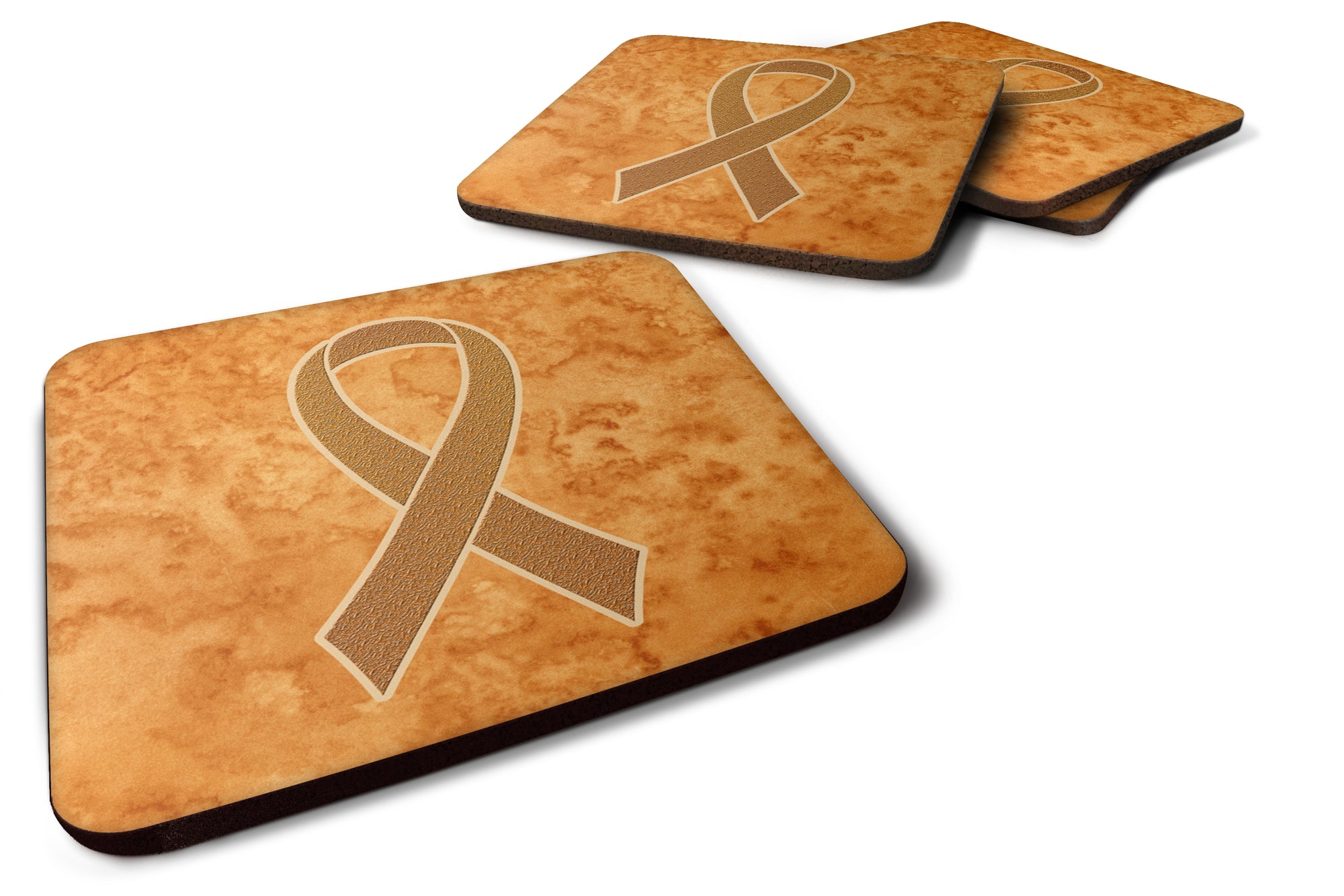 Set of 4 Orange Ribbon for Leukemia Awareness Foam Coasters AN1204FC - the-store.com