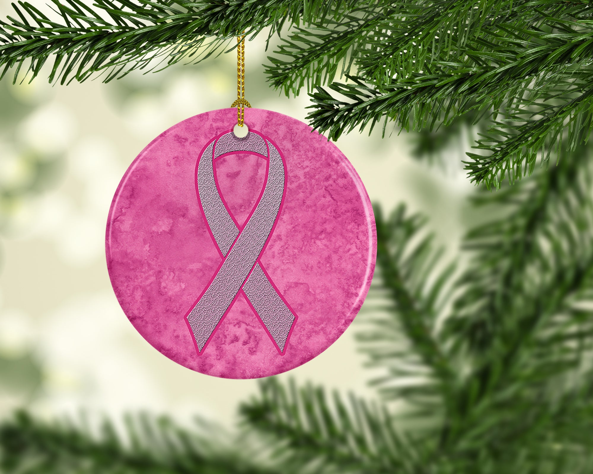 Pink Ribbon for Breast Cancer Awareness Ceramic Ornament AN1205CO1 - the-store.com
