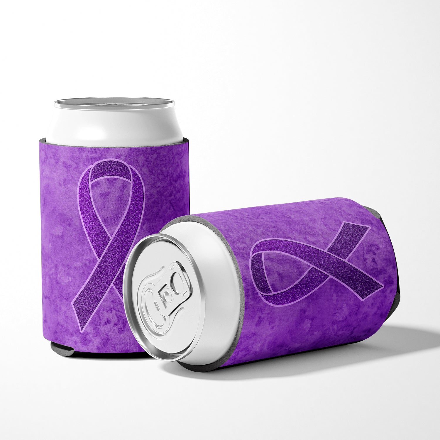 Purple Ribbon for Pancreatic and Leiomyosarcoma Cancer Awareness Can or Bottle Hugger AN1207CC.