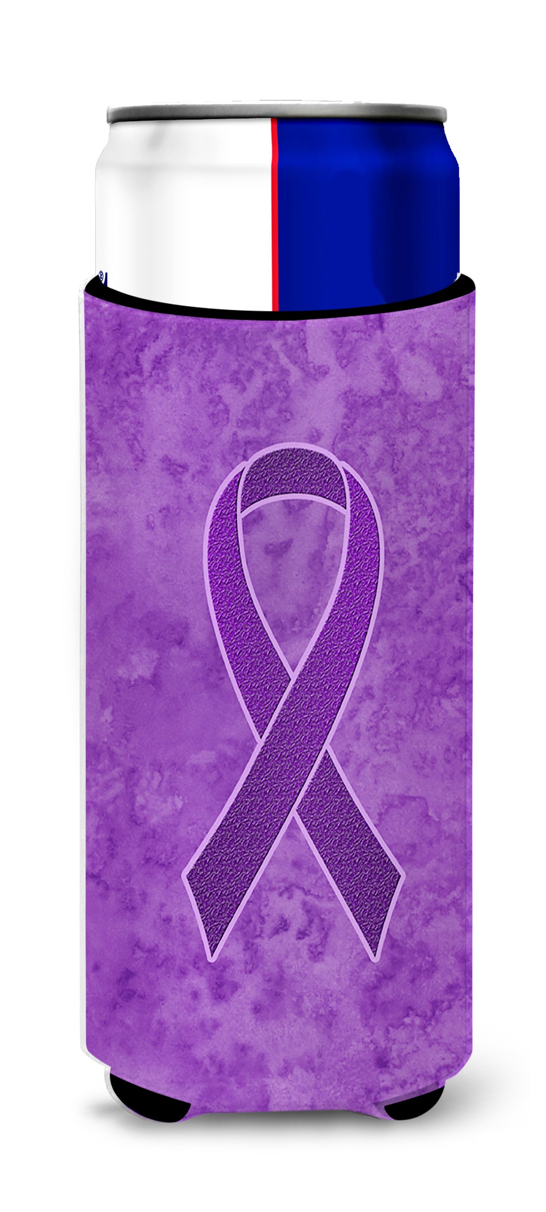 Purple Ribbon for Pancreatic and Leiomyosarcoma Cancer Awareness Ultra Beverage Insulators for slim cans AN1207MUK.