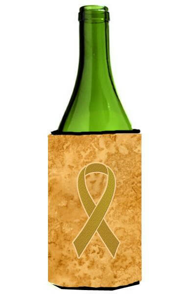 Gold Ribbon for Childhood Cancers Awareness Wine Bottle Beverage Insulator Hugger AN1209LITERK by Caroline&#39;s Treasures