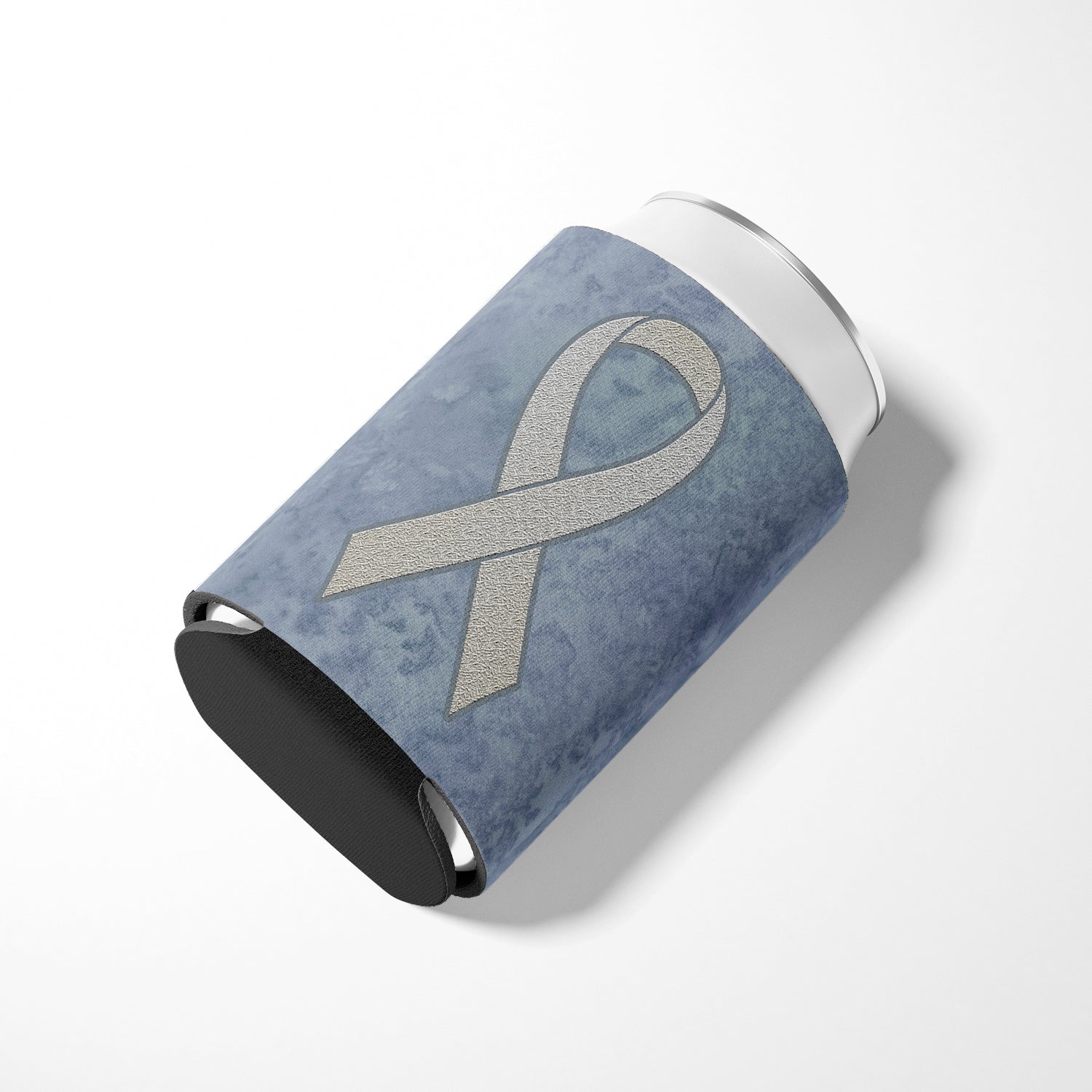 Clear Ribbon for Lung Cancer Awareness Can or Bottle Hugger AN1210CC.
