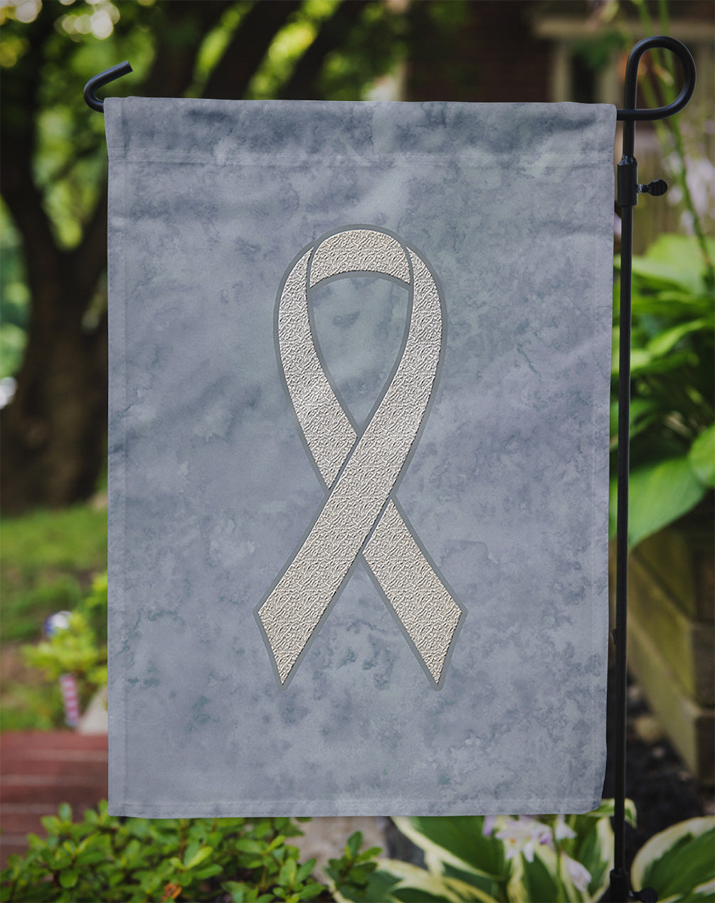 Clear Ribbon for Lung Cancer Awareness Flag Garden Size AN1210GF  the-store.com.