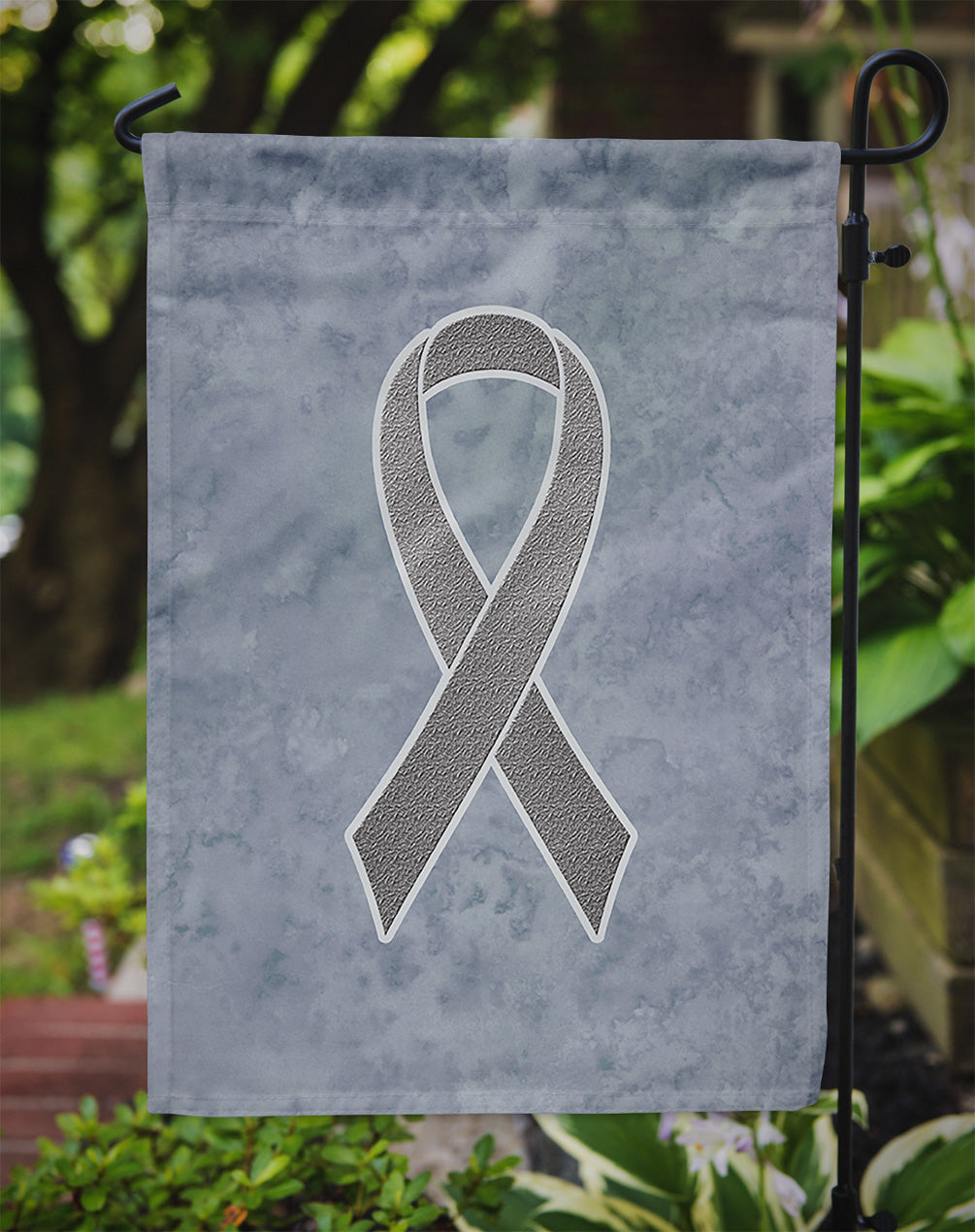 Grey Ribbon for Brain Cancer Awareness Flag Garden Size AN1211GF