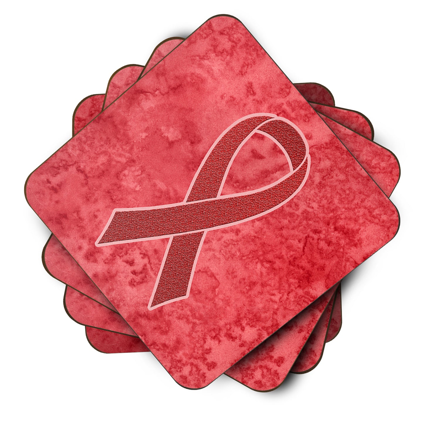 Caroline's Treasures Red Ribbon for Aids Awareness Coasters - Set of 4 Lightweight Foam, Absorbent Drink Coasters AN1213FC