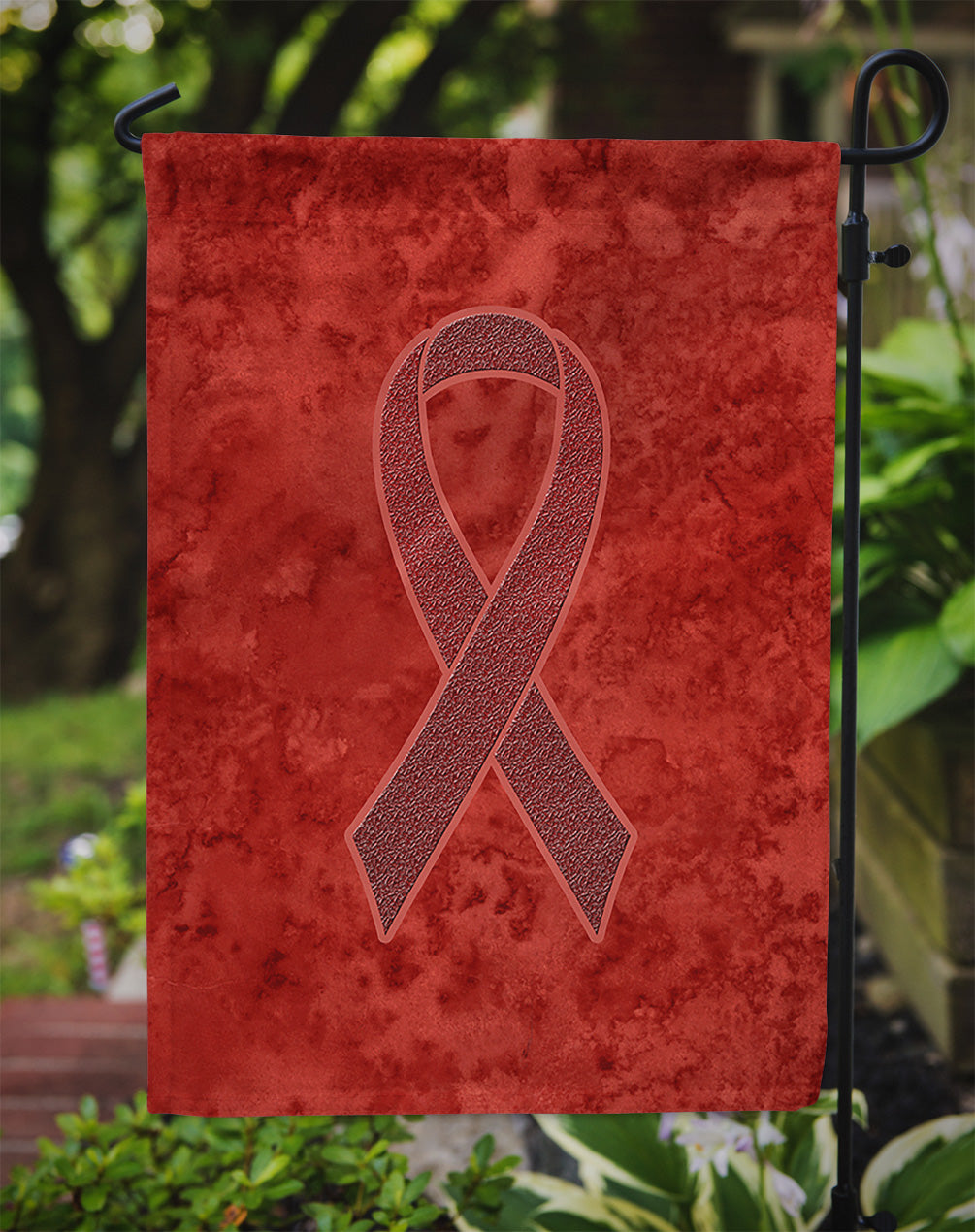Burgundy Ribbon for Multiple Myeloma Cancer Awareness Flag Garden Size AN1214GF  the-store.com.