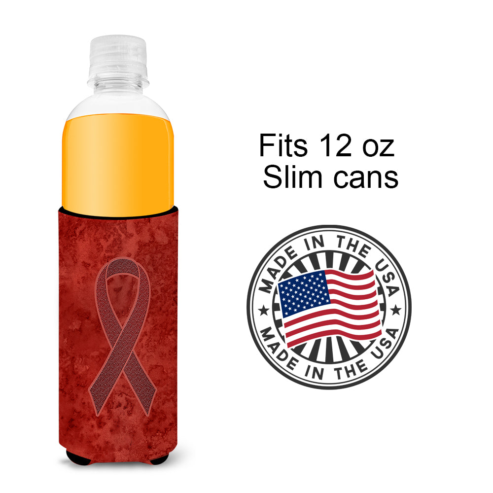 Burgundy Ribbon for Multiple Myeloma Cancer Awareness Ultra Beverage Insulators for slim cans AN1214MUK