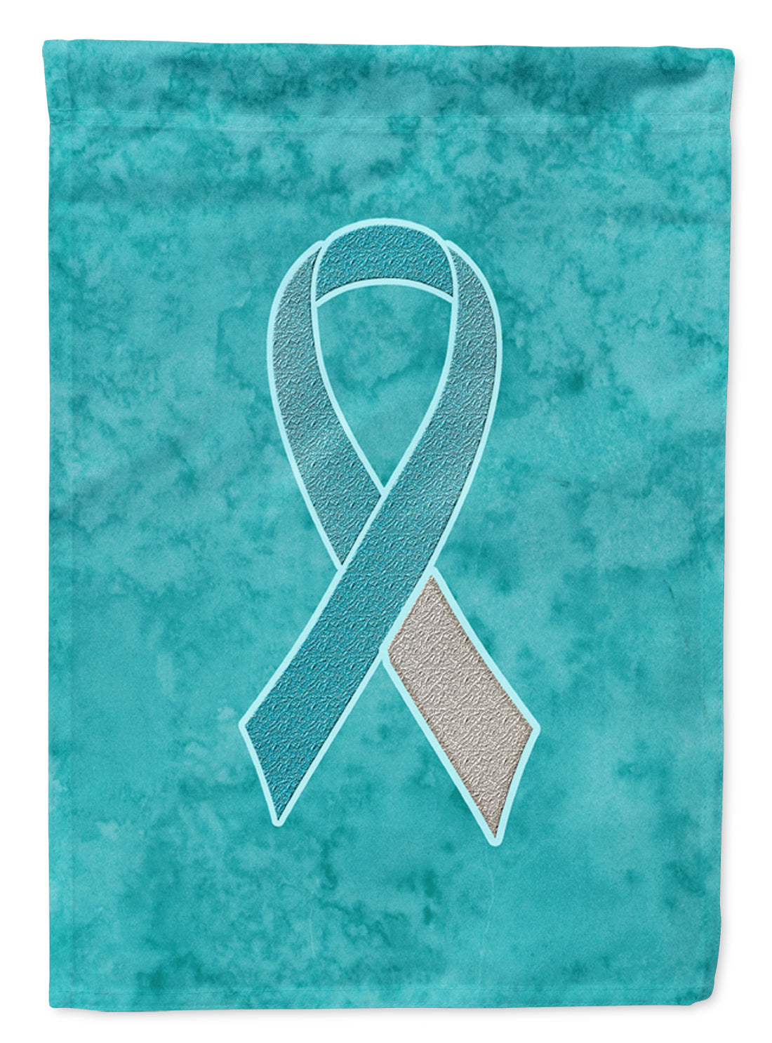 Teal and White Ribbon for Cervical Cancer Awareness Flag Canvas House Size AN1215CHF  the-store.com.