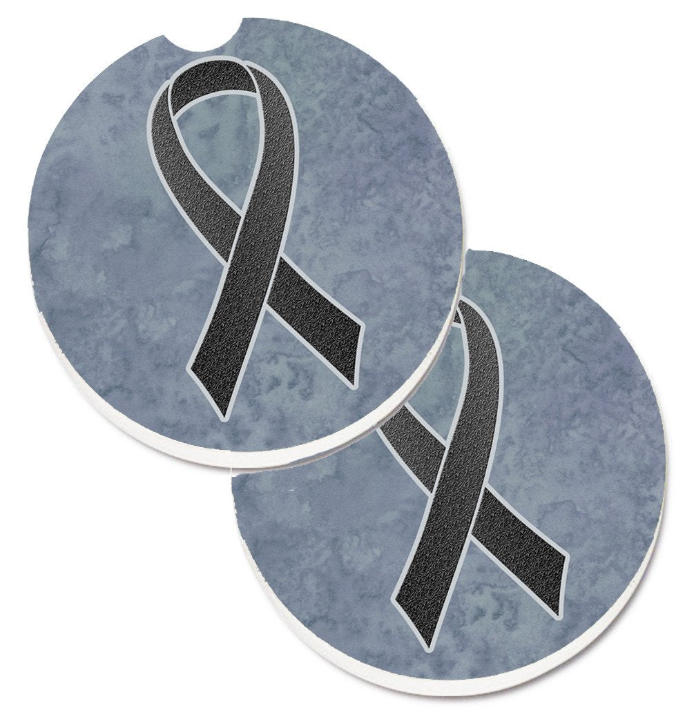 Black Ribbon for Melanoma Cancer Awareness Set of 2 Cup Holder Car Coasters AN1216CARC by Caroline's Treasures