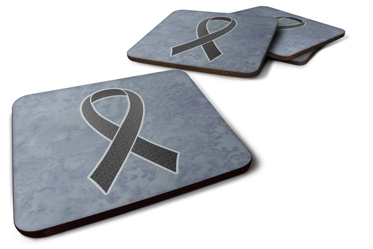 Set of 4 Black Ribbon for Melanoma Cancer Awareness Foam Coasters AN1216FC - the-store.com