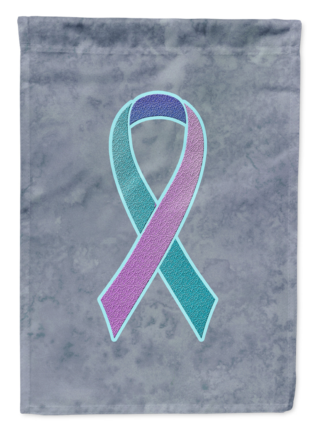 Teal, Pink and Blue Ribbon for Thyroid Cancer Awareness Flag Canvas House Size AN1217CHF  the-store.com.