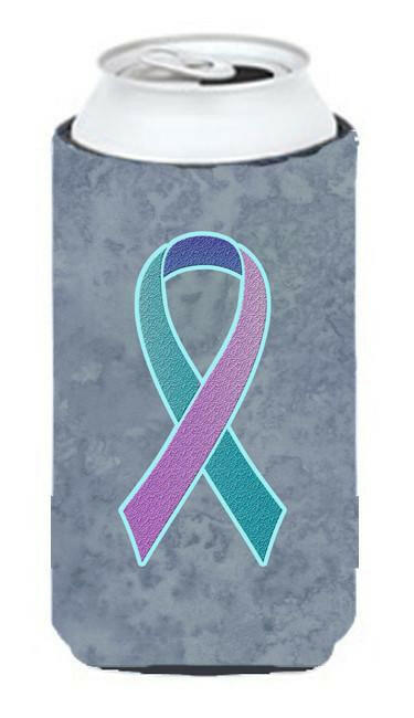 Teal, Pink and Blue Ribbon for Thyroid Cancer Awareness Tall Boy Beverage Insulator Hugger AN1217TBC by Caroline&#39;s Treasures