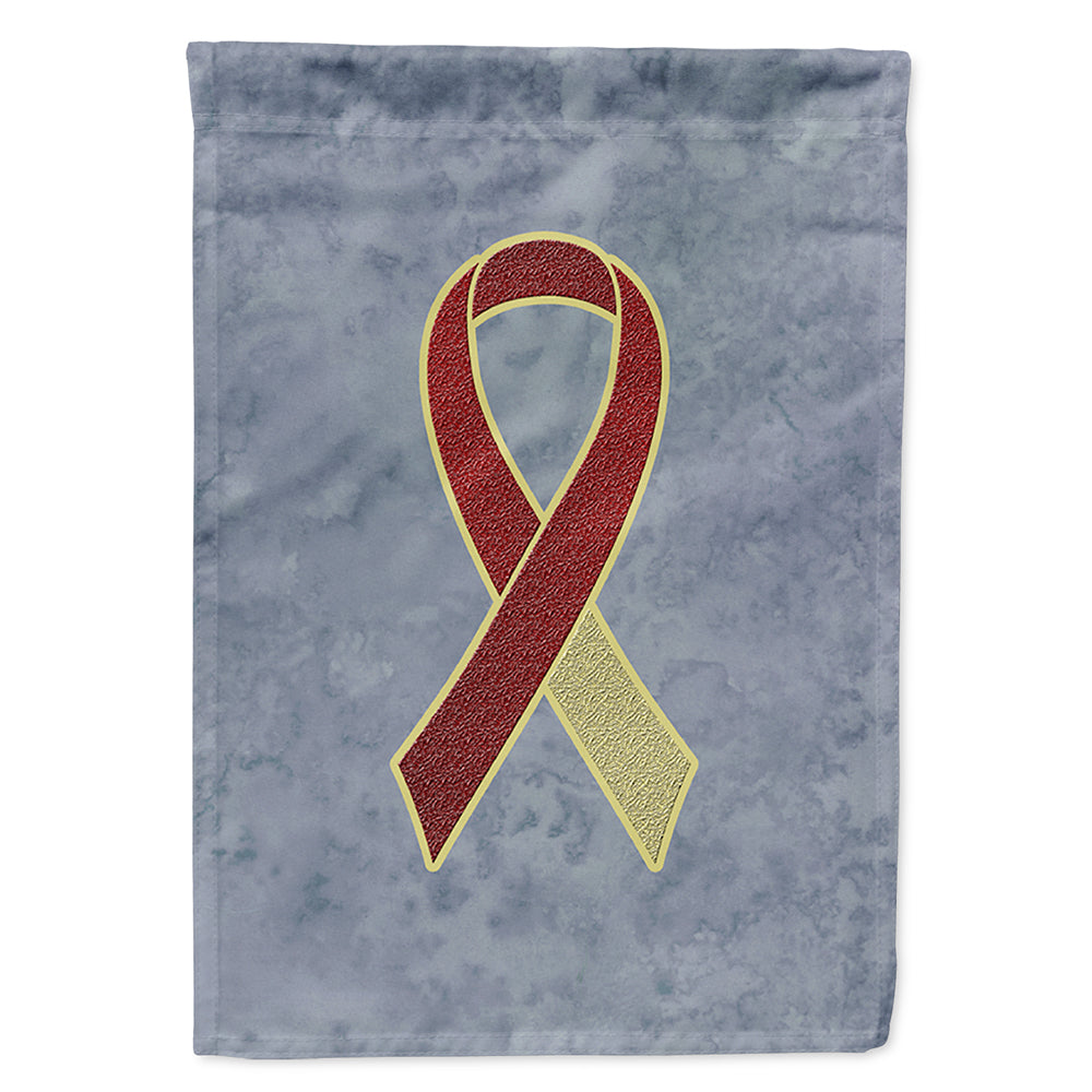 Burgundy and Ivory Ribbon for Head and Neck Cancer Awareness Flag Canvas House Size AN1218CHF  the-store.com.