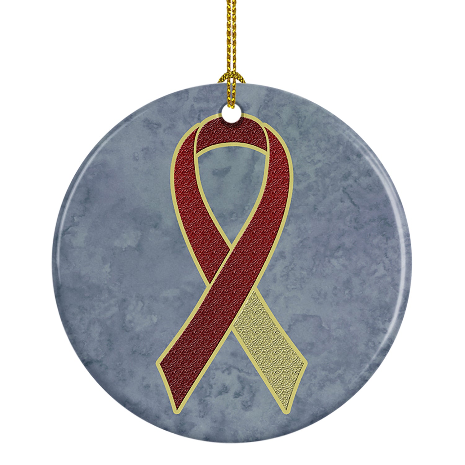 Burgundy and Ivory Ribbon for Head and Neck Cancer Awareness Ceramic Ornament AN1218CO1 - the-store.com