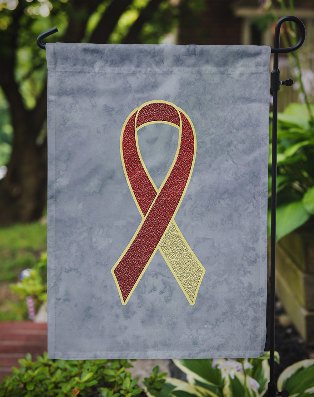 Burgundy and Ivory Ribbon for Head and Neck Cancer Awareness Flag Garden Size AN1218GF