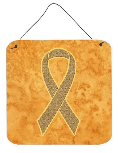 Peach Ribbon for Uterine Cancer Awareness Wall or Door Hanging Prints AN1219DS66 by Caroline's Treasures