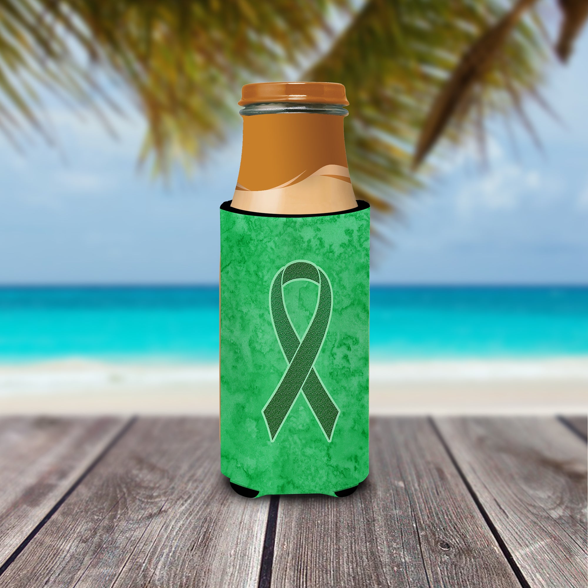 Kelly Green Ribbon for Kidney Cancer Awareness Ultra Beverage Insulators for slim cans AN1220MUK.