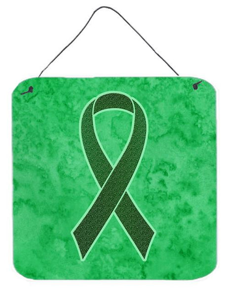 Emerald Green Ribbon for Liver Cancer Awareness Wall or Door Hanging Prints AN1221DS66 by Caroline's Treasures