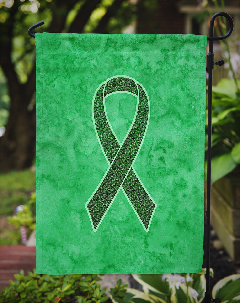 Emerald Green Ribbon for Liver Cancer Awareness Flag Garden Size AN1221GF  the-store.com.