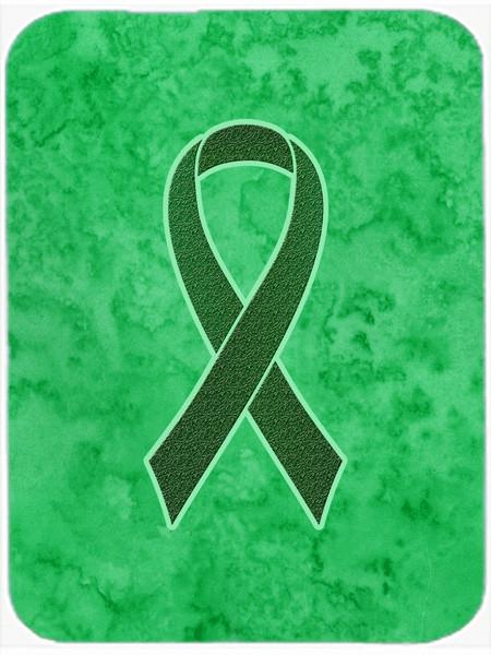 Emerald Green Ribbon for Liver Cancer Awareness Glass Cutting Board Large Size AN1221LCB by Caroline&#39;s Treasures