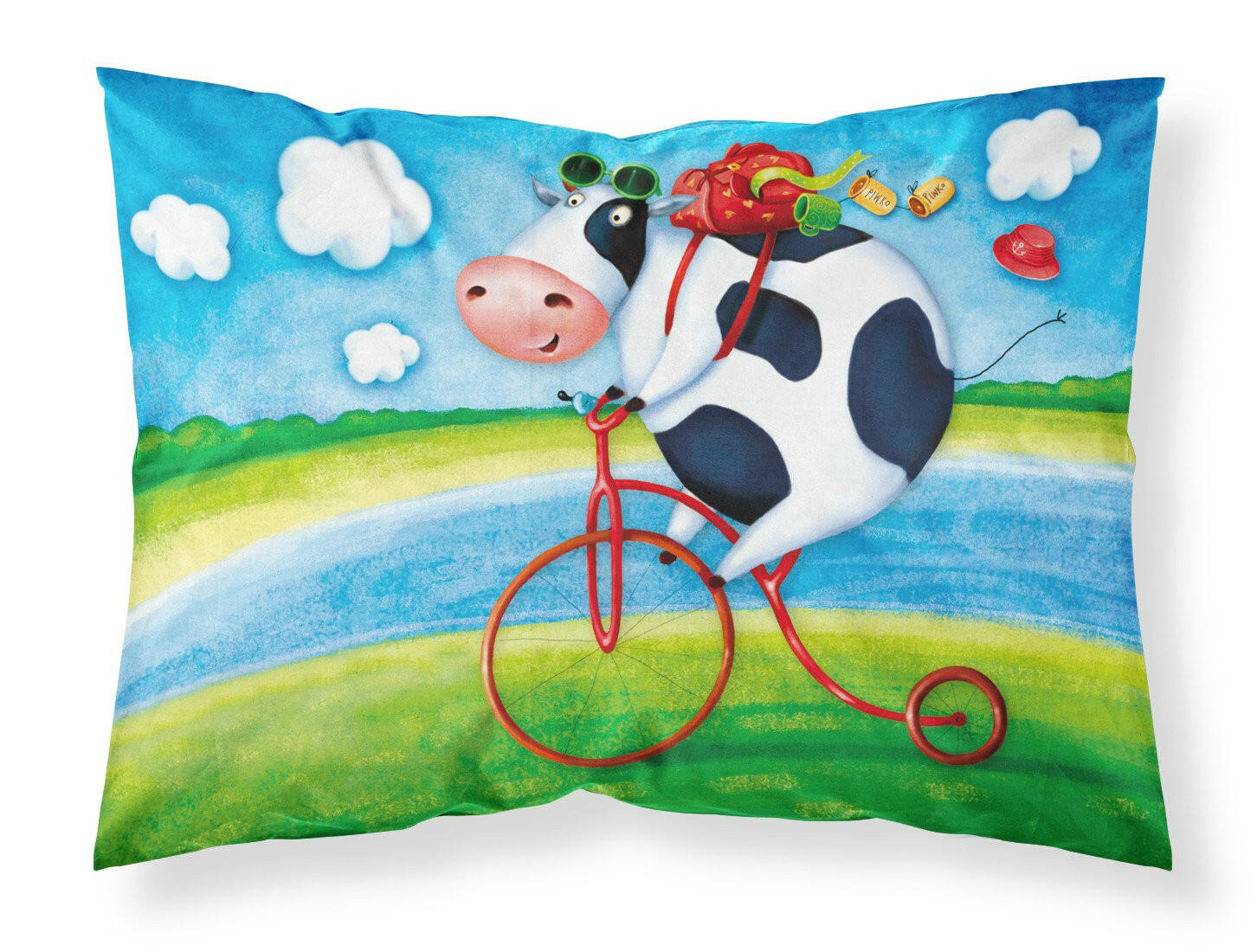 Cow riding Bicycle Fabric Standard Pillowcase APH0076PILLOWCASE by Caroline's Treasures
