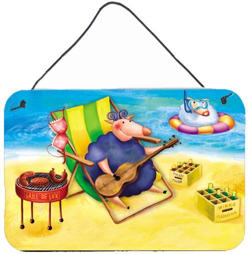 Pig Sunbathing on the Beach Wall or Door Hanging Prints APH0079DS812 by Caroline&#39;s Treasures