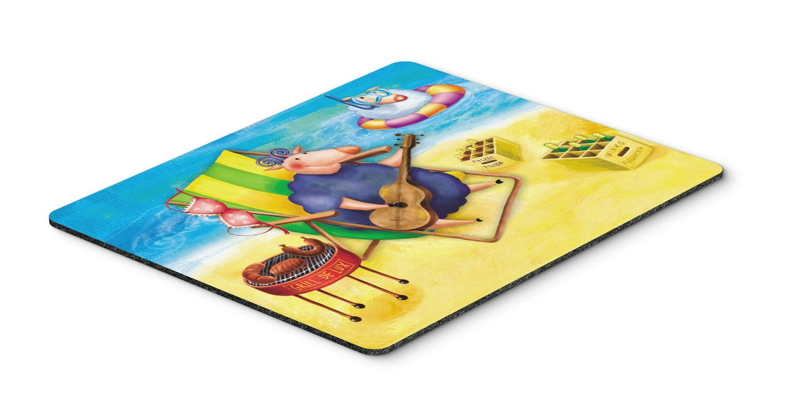 Pig Sunbathing on the Beach Mouse Pad, Hot Pad or Trivet APH0079MP by Caroline's Treasures