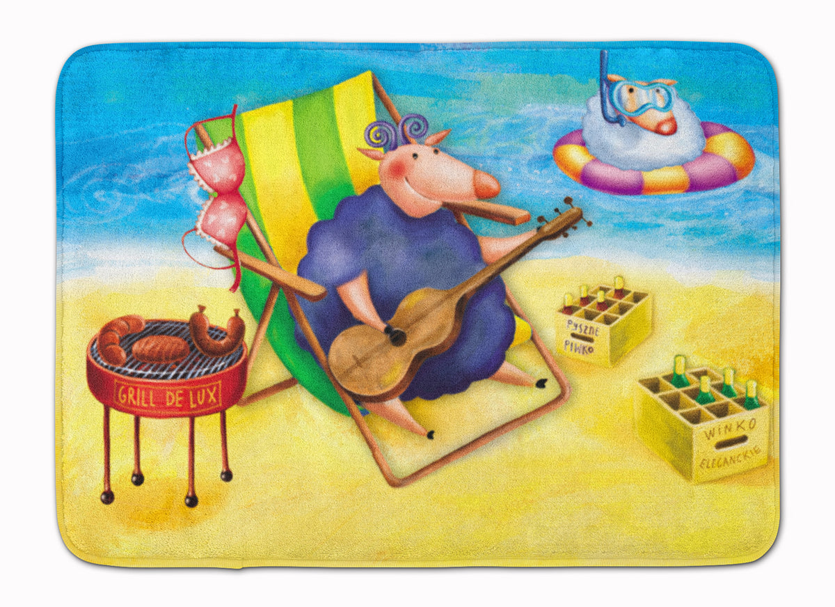 Pig Sunbathing on the Beach Machine Washable Memory Foam Mat APH0079RUG - the-store.com
