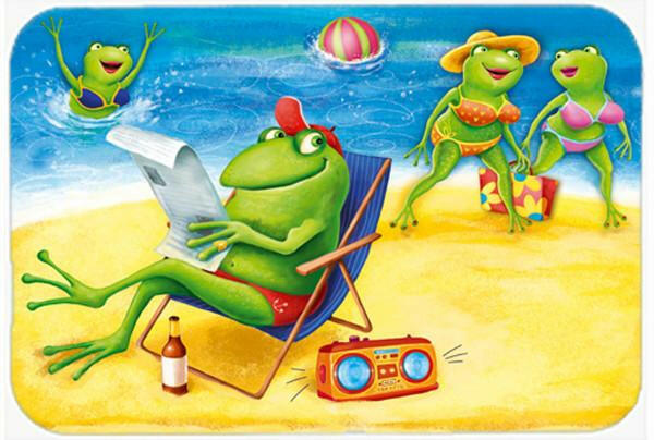 Frogs on the Beach Glass Cutting Board Large APH0080LCB by Caroline&#39;s Treasures