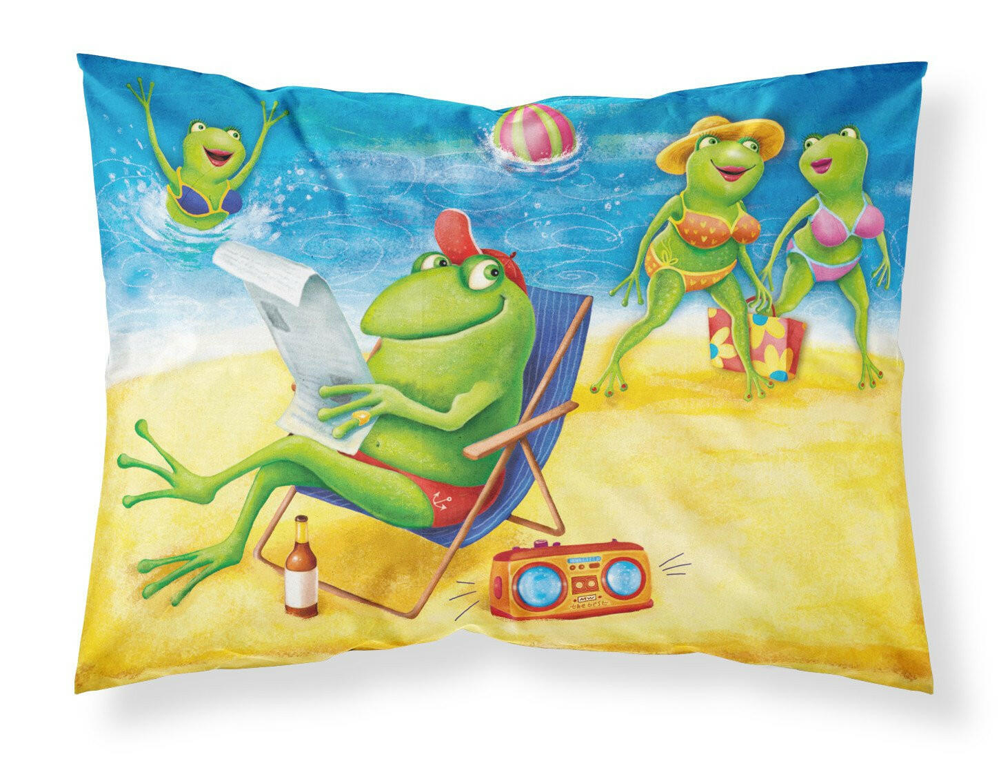 Frogs on the Beach Fabric Standard Pillowcase APH0080PILLOWCASE by Caroline's Treasures