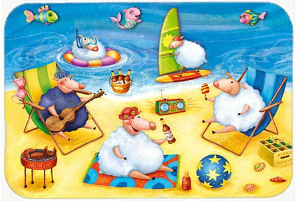 Party Pigs on the Beach Glass Cutting Board Large APH0081LCB by Caroline&#39;s Treasures