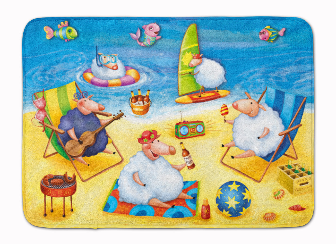 Party Pigs on the Beach Machine Washable Memory Foam Mat APH0081RUG - the-store.com