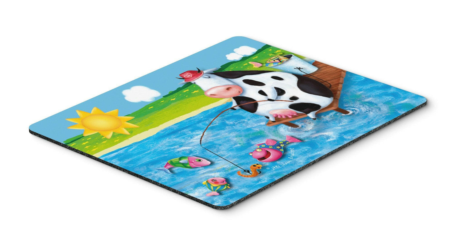 Cow Fishing off of a Pier Mouse Pad, Hot Pad or Trivet APH0085MP by Caroline's Treasures
