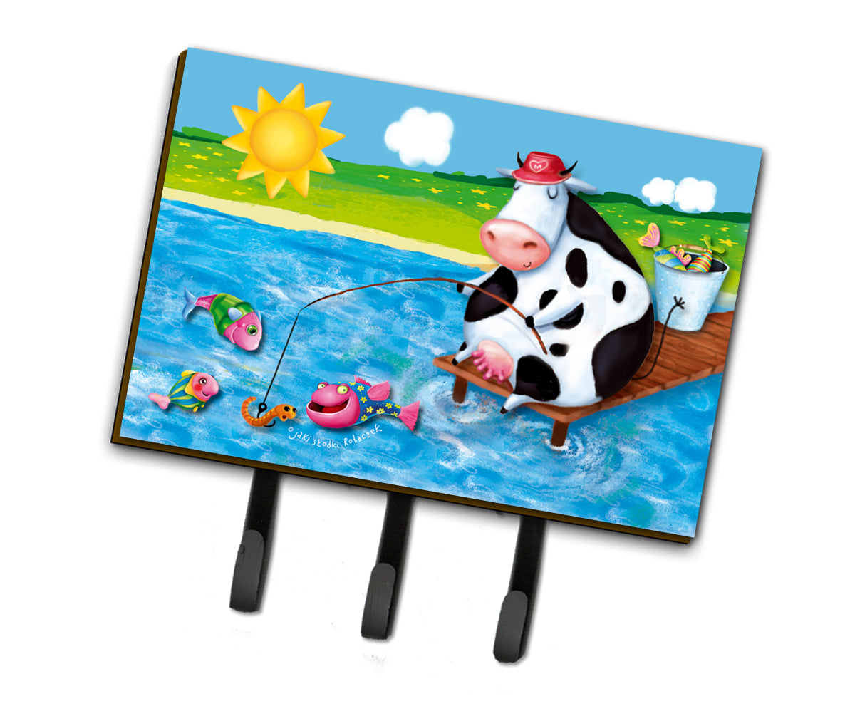 Cow Fishing off of a Pier Leash or Key Holder APH0085TH68