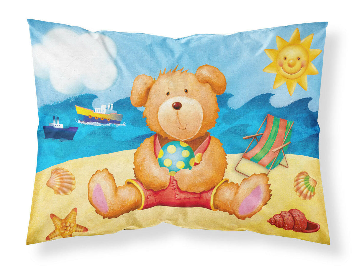 Teddy Bear on the Beach Fabric Standard Pillowcase APH0088PILLOWCASE by Caroline&#39;s Treasures
